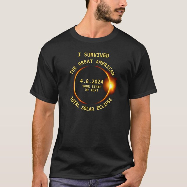 Jag Överlevt Total Solar Eclipse 4.8.2024 USA Tee Shirt (Framsida)