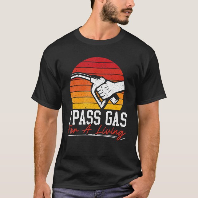 Jag passerar gas för en levande gas i Station-leda T Shirt (Framsida)