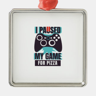 Jag pausade mitt spel för pizza julgransprydnad metall