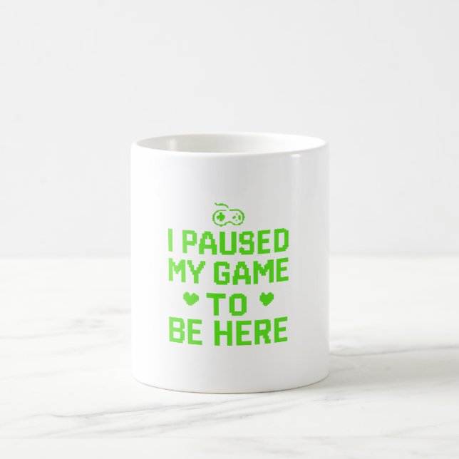 Jag pausade mitt spel Neon Pixel Art Kaffemugg (Center)