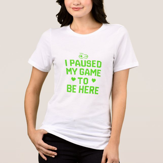 Jag pausade mitt spel Neon Pixel Art T Shirt (Framsida)