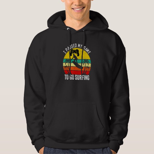 Jag pausade mitt spel Surfer Beach Surfing Summer  Hoodie (Framsida)
