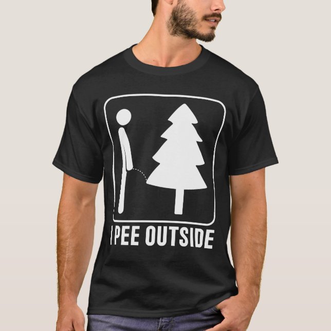 Jag Pee Exside Funny Camping T Shirt (Framsida)