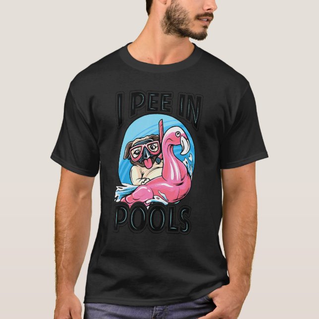 Jag Pee in Bassäng Hund Swimming Bassäng Jokes T Shirt (Framsida)