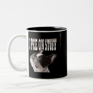 Jag Pee on Saker Funny Cute Fransk Bulldog Owners Två-Tonad Mugg
