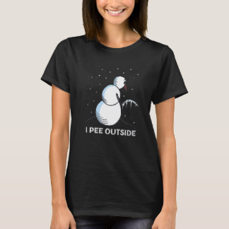 Jag Pee utanför Wintertime Camping i Snögubbe T Shirt