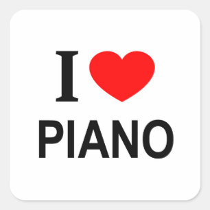 Jag ❤️ PIANO JAG ÄLSKAR PIANO JAG HJÄRTA PIANO Fyrkantigt Klistermärke