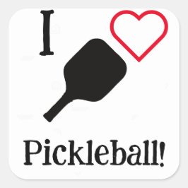 Jag ❤️ Pickleball! Fyrkantigt Klistermärke