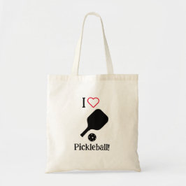 Jag ❤️ Pickleball i svart, vit och röd väska. Tygkasse