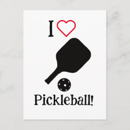 Jag ❤️ Pickleball i svart, vit och röd Vykort