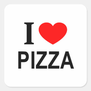 Jag ❤️ PIZZA JAG ÄLSKAR PIZZA JAG HJÄRTAT PIZZA Fyrkantigt Klistermärke