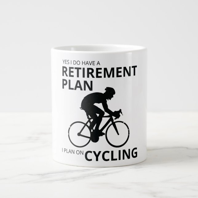 Jag planerar att cykla när jag går i pension jumbo mugg (Framsidan)