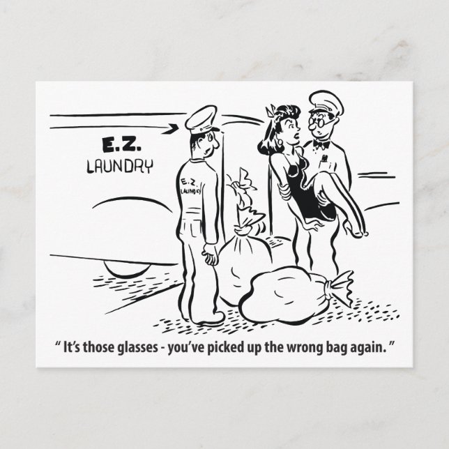 Jag plockade upp en felaktig bag, Tvätt-joke, Vint Vykort (Framsida)