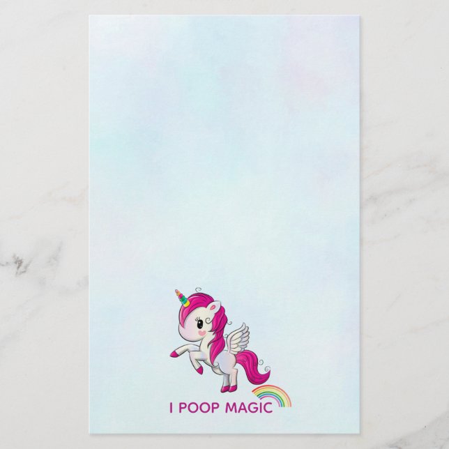 Jag Poop Magic Funny Unicorn Say Brevpapper (Framsida)