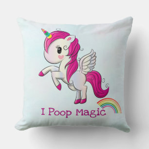 Jag Poop Magic Funny Unicorn Say Kudde