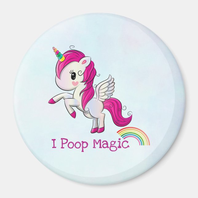 Jag Poop Magic Funny Unicorn Say Magnet (Framsidan)