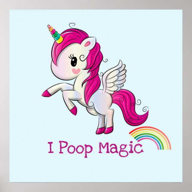 Jag Poop Magic Funny Unicorn Say Poster (Framsidan)