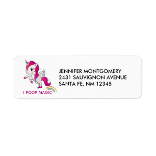 Jag Poop Magic Funny Unicorn Say Returadress Etikett