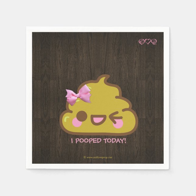 Jag poopade i dag! Cutey Poo med Rosa Bow Pappersservett (Framsidan)