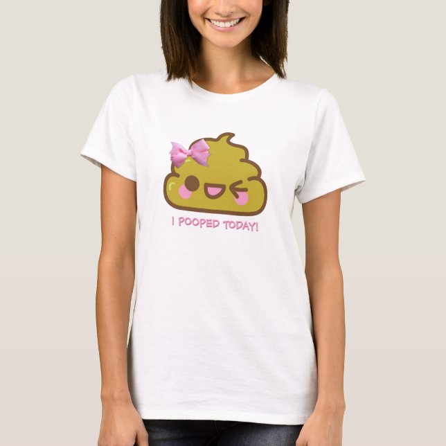 Jag poopade i dag! Cutie Poo med rosa båge T Shirt (Framsida)