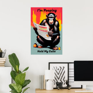 Jag Poster pooping Chimp - Lustigt smart Ape Art