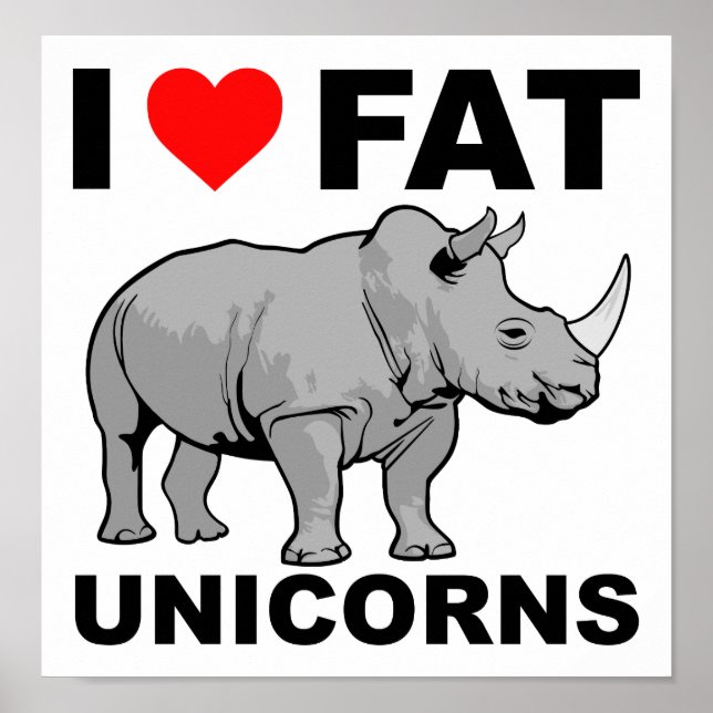 Jag Poster Tjocken Unicorn Rhino Funny (Framsidan)