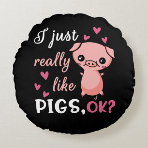 Jag precis Verkligen som Grisar Cute Farm Animal G Rund Kudde