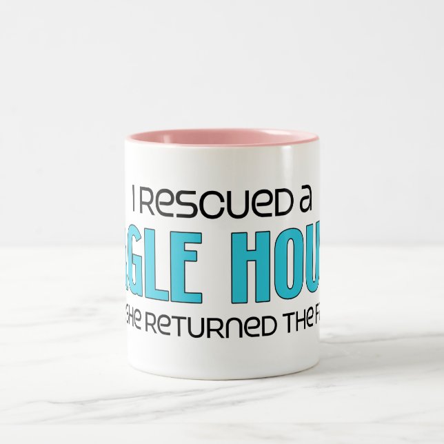 Jag räddade adoption för hund för den Bagle hunden Två-Tonad Mugg (Center)