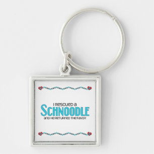 Jag räddade en design för Schnoodle (manlig) Fyrkantig Silverfärgad Nyckelring