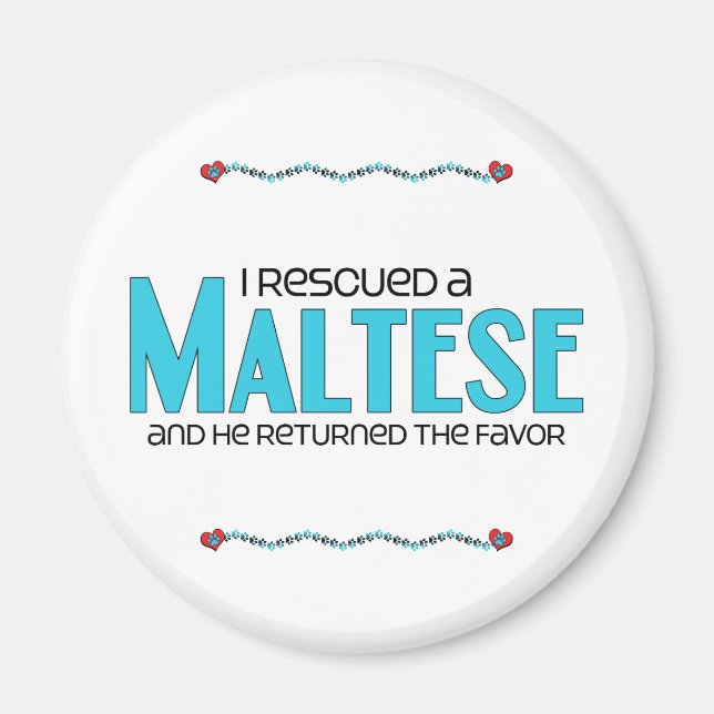 Jag räddade en maltesisk (manlig Hund) Magnet (Framsidan)