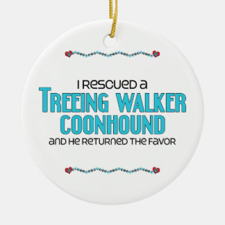 Jag räddade en Treeing fotgängareCoonhound (den Julgransprydnad Keramik
