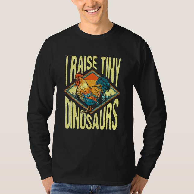 Jag Raise Tiny Dinosaur Chicken Pappa Mamma Dam T Shirt (Framsida)