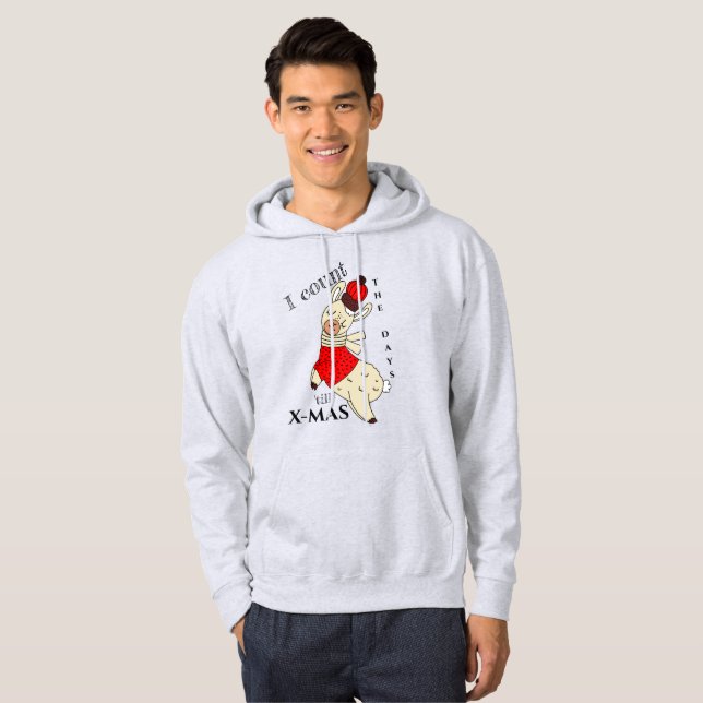 Jag räknar dagarna till X-MAS Llama Hoodie (Hel framsida)