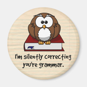 Jag rättar tyst din Grammar Wise Uggla Magnet