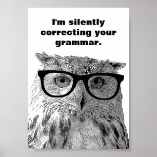 Jag rättar tyst din grammatik uggla poster