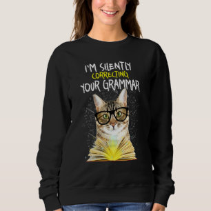 Jag rättar tyst ditt Grammar Cat Bok T Shirt