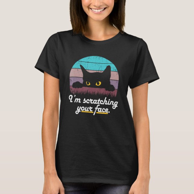 Jag repas ditt ansikte svarta katt t shirt (Framsida)