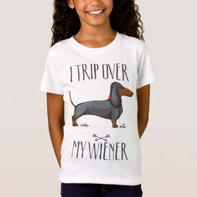 Jag resa över min avlyssnare Funny Dachshund hund  T Shirt (Framsida)