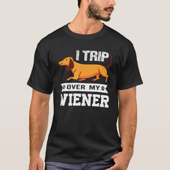 Jag Resa över min Weiner Dachshund Doxie Hund T Shirt (Framsida)