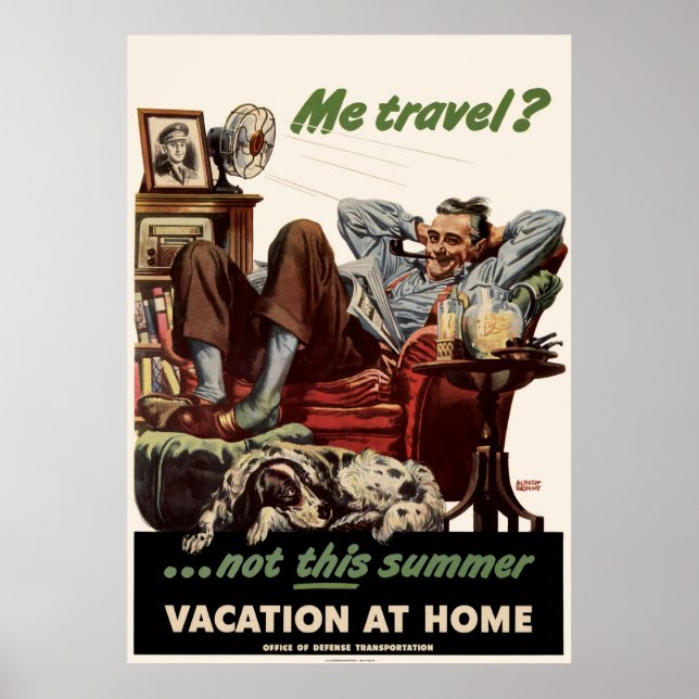 Jag reser inte den här sommarpausen hemma poster (Framsidan)