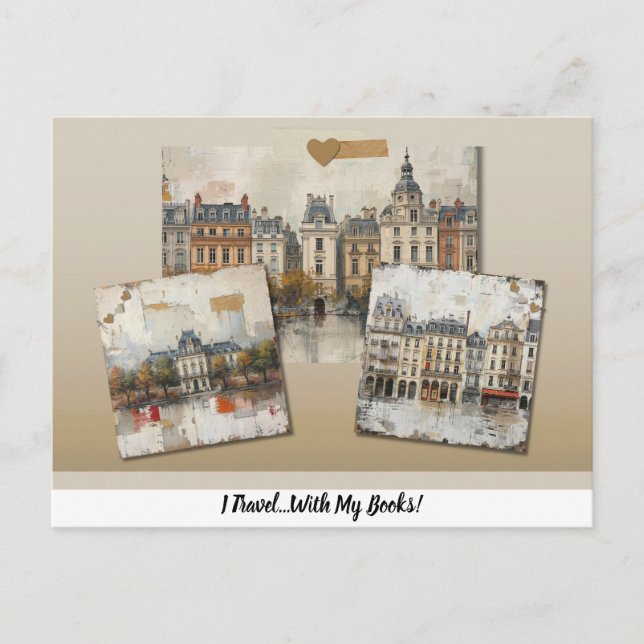 Jag reser...med mina böcker! Postkort Vykort (Framsida)