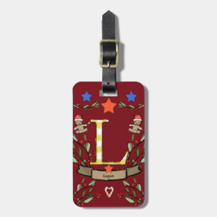 Jag reser till julmonogrammet L med namn Bagagebricka