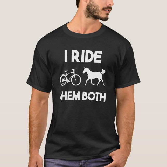 Jag ride dem både Horse Rider Equestrian T Shirt (Framsida)