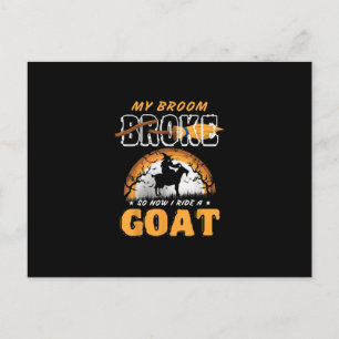 Jag ride en Goat Funny Farming Halloween Farmer Gi Meddelande Vykort