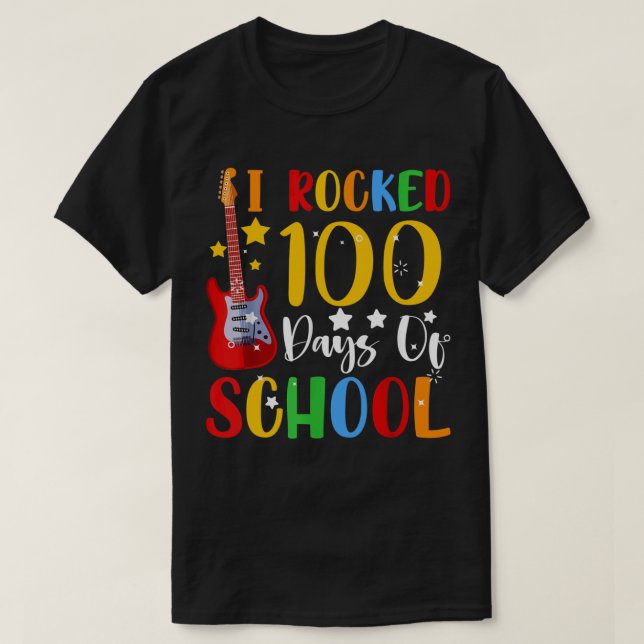 Jag Rockade 100 dagar av skol-gitarrmusik T Shirt (Design framsida)