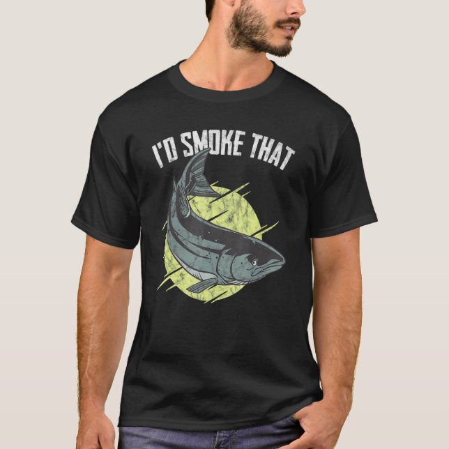 Jag röker den laxgrill Barbeque fisk T Shirt (Framsida)