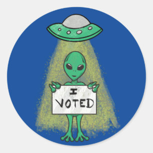 Jag röstade - Alien! Runt Klistermärke