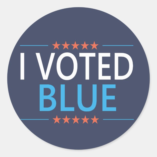 Jag röstade Blue Democrat Runt Klistermärke (Framsida)