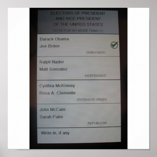 JAG RÖSTADE FÖR BARACK OBAMA POSTER (Framsidan)