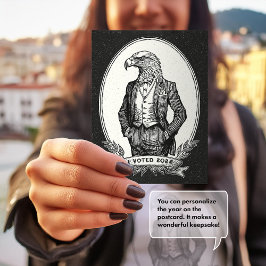 Jag Röstade Svart Vitt Fågel Illustration Vitörad  Vykort